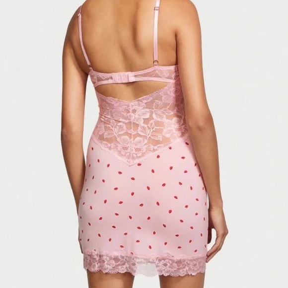 Victorias Secret Valentines Day Pink Lace Lips Kisses Lace Teddy Lingerie XL - Picture 2 of 7